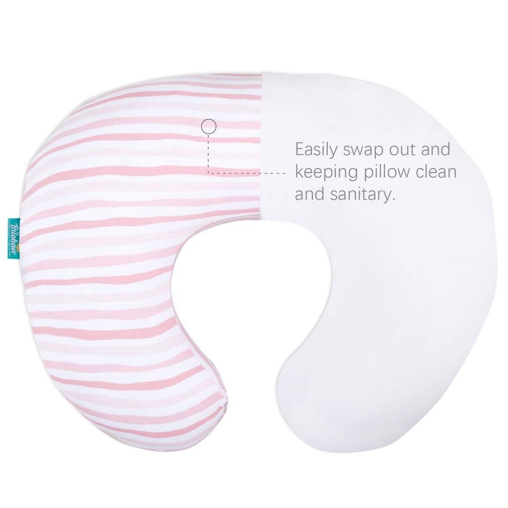 Biloban nursing pillow cover in use during breastfeeding with mom and baby.