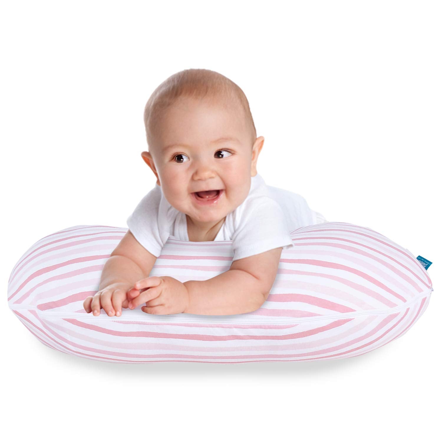 Biloban nursing pillow cover stretchy jersey fabric close-up, soft and breathable.