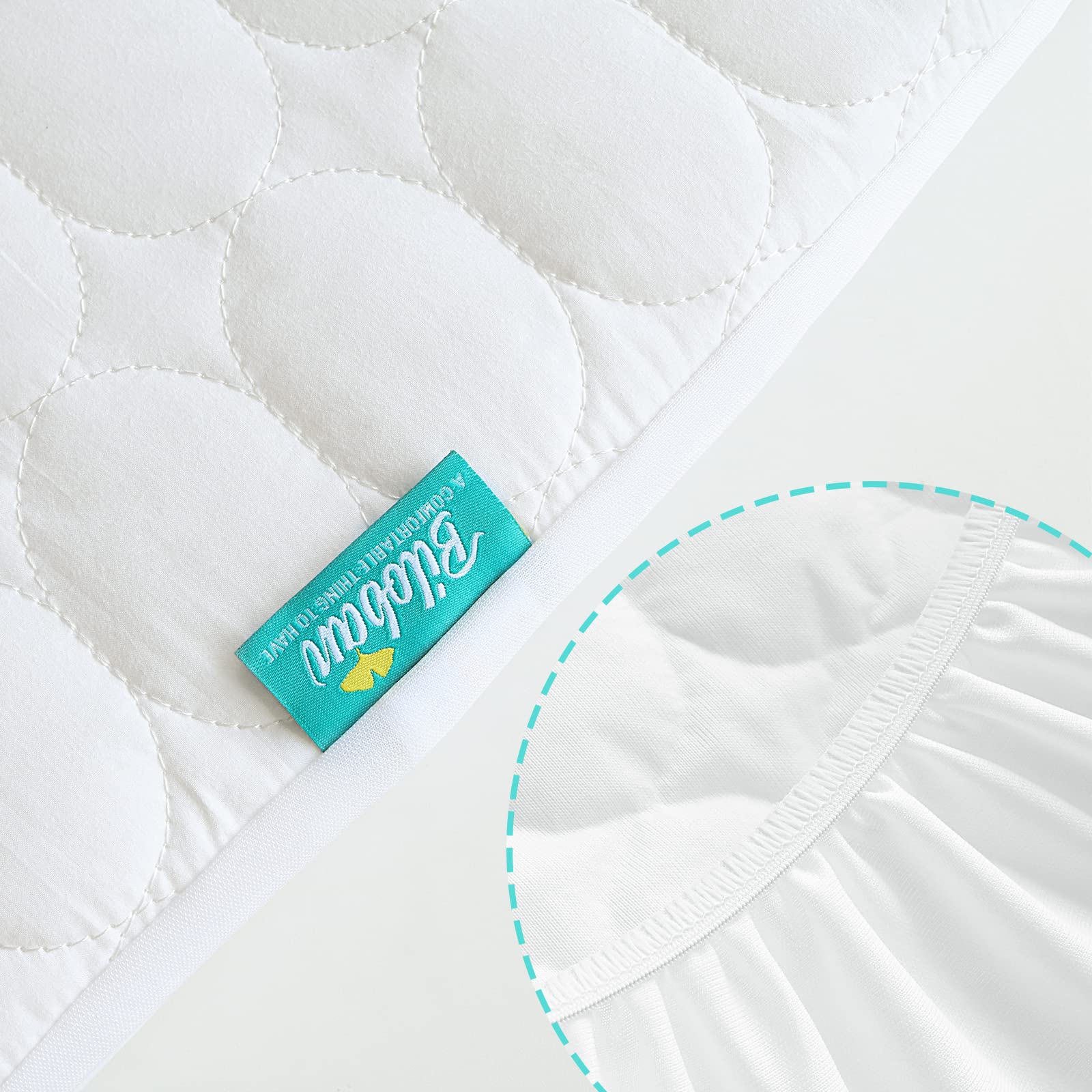 Biloban pack-and-play-fit ensures snug coverage on mini cribs and playpens.