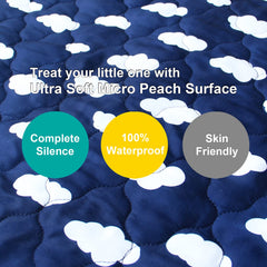 Elastic fitted skirt secures protector on mini playards and Graco Graco Pack n Play.