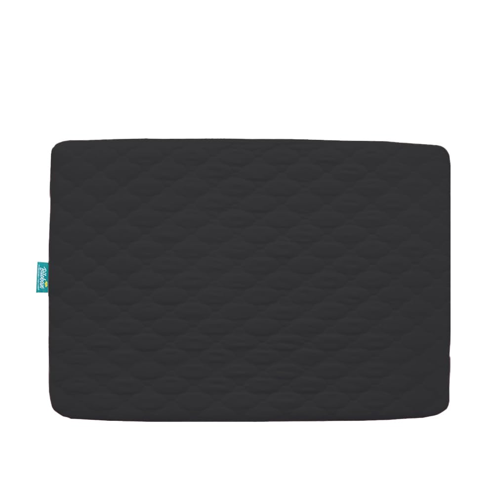 Biloban pack n play protector in black, 39x27 shields from spills.