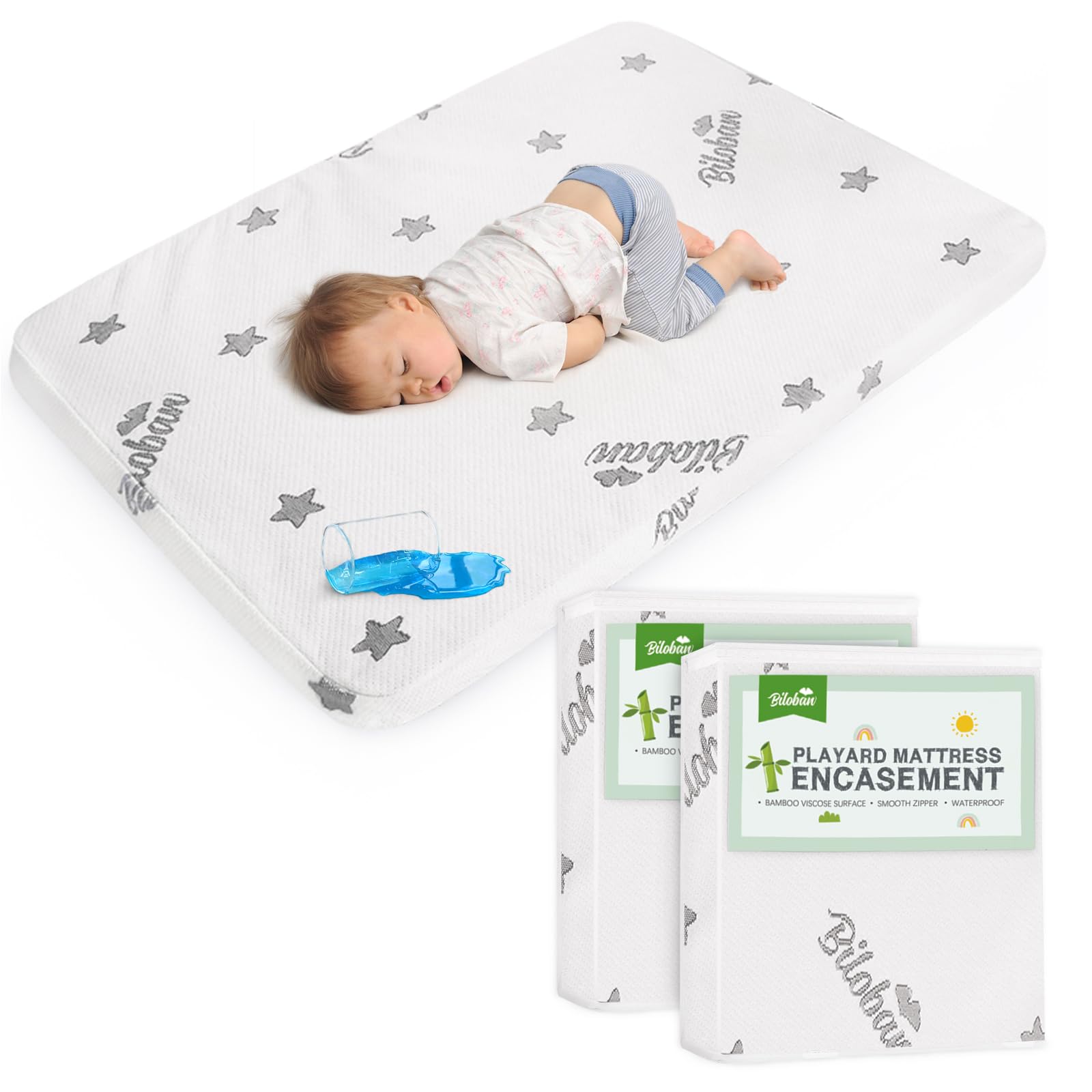 Biloban Pack n Play mattress protector zipper keeps surface clean and dry.