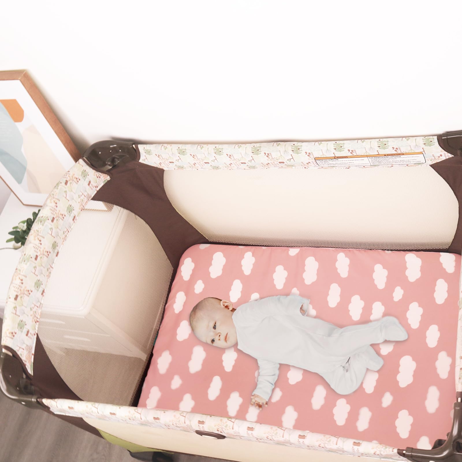 Biloban pack-n-play sheet elastic-fit pink for cozy naps