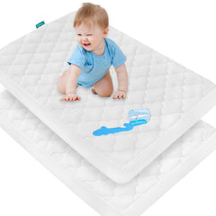 Biloban pack and play mattress pad cover close-up on ultra-soft micropeach fabric for comfort
