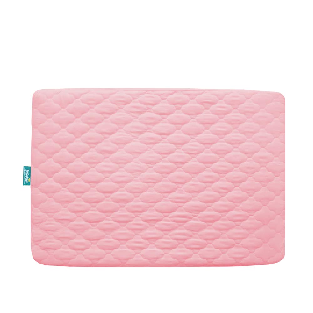 Biloban pink quilted pack-and-play protector for gentle comfort.
