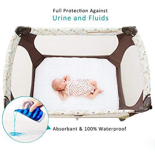 Biloban quilted protector features soft micropeach surface for gentle baby comfort
