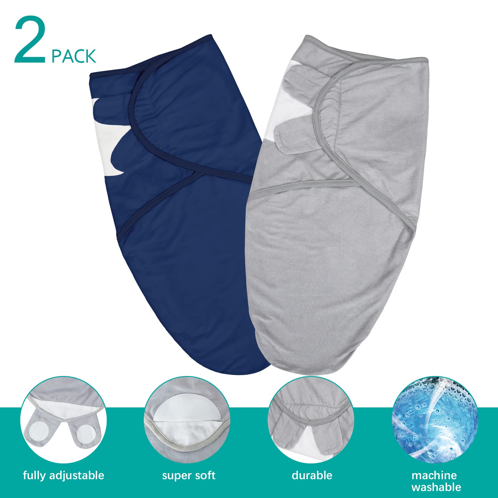 Biloban swaddle demonstrates adjustable tabs for snug, growing infants