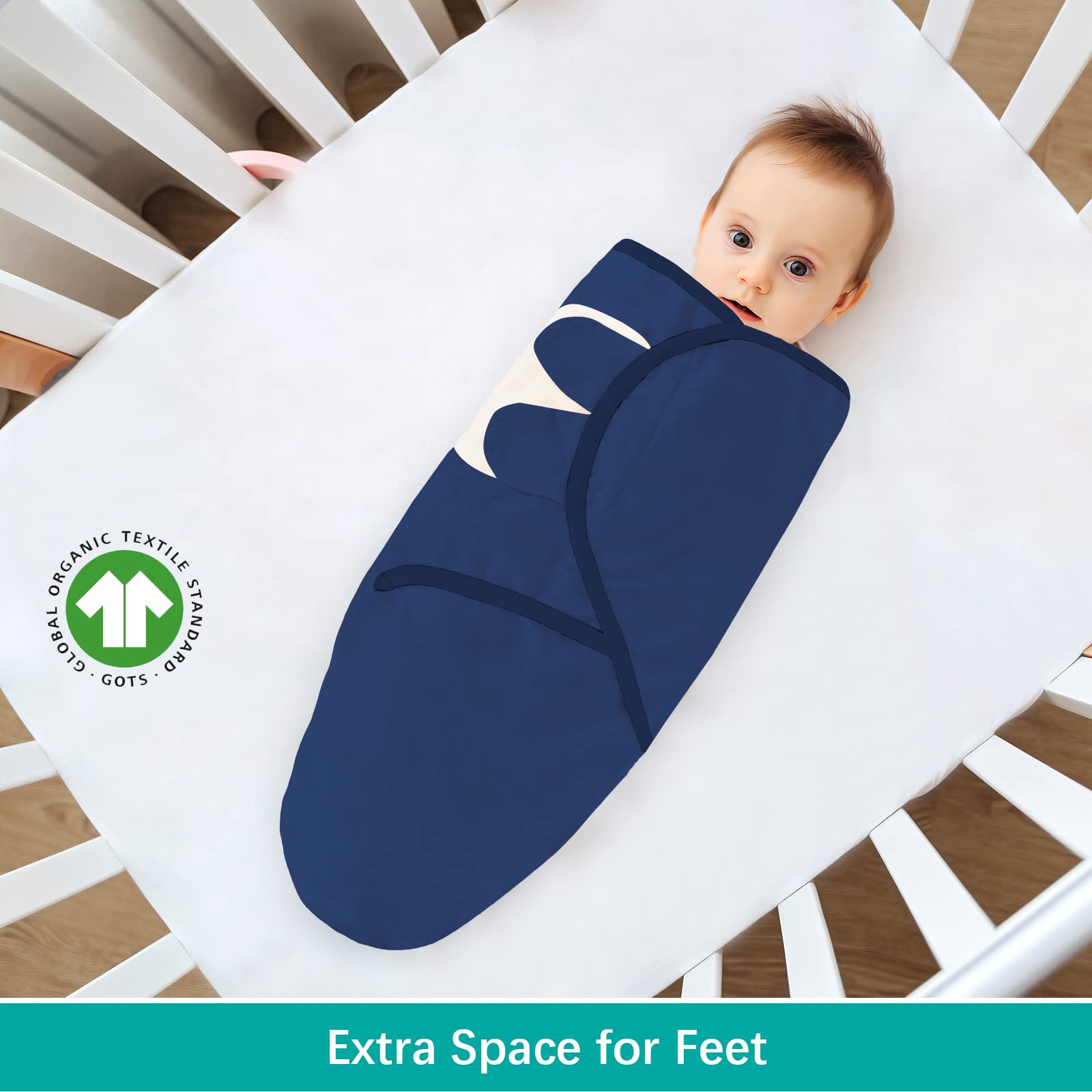Biloban swaddle shows leg pocket detail for gentle leg support