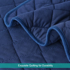 Biloban navy quilted design delivers durable, cozy texture for naps and cuddles.