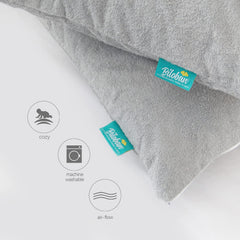 Biloban toddler protector works with travel pillows and keeps them clean.