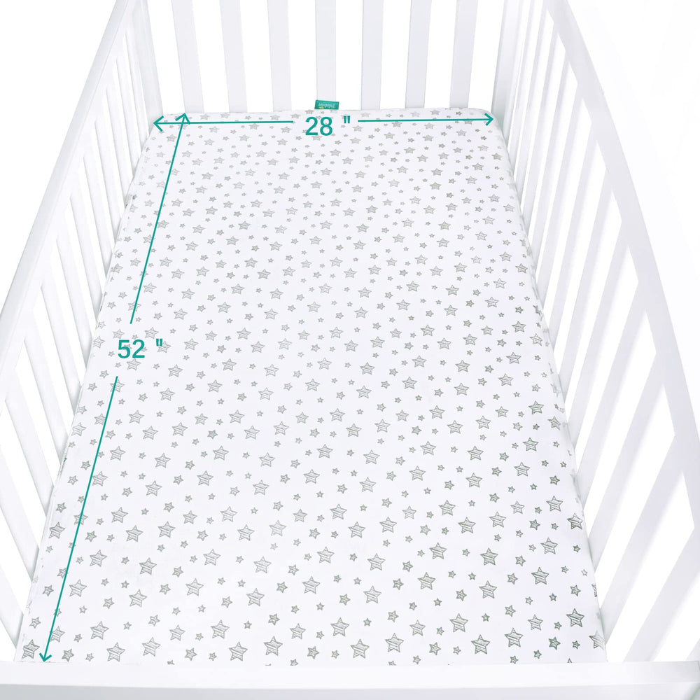 Biloban two-pack crib sheets emphasized for convenient spare coverage