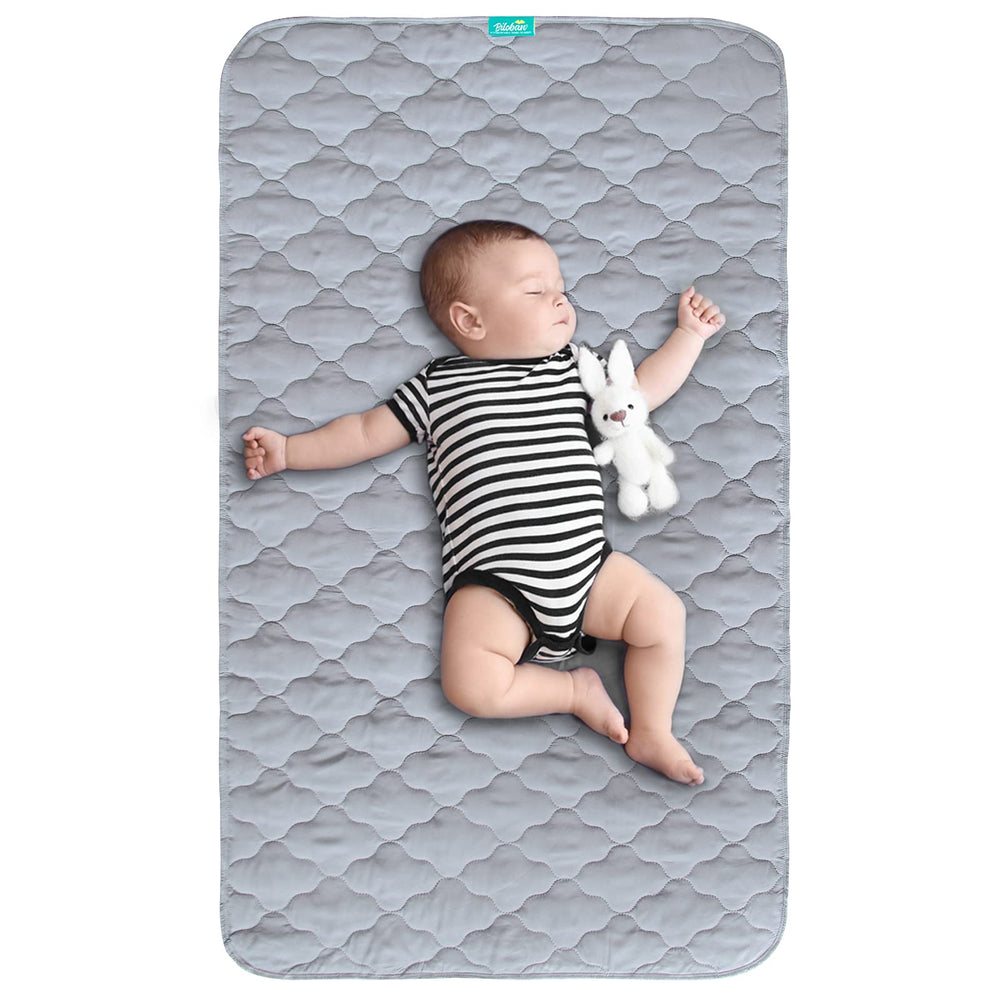 Biloban waterproof crib mattress protector 28x52 Grey protects against spills during sleep