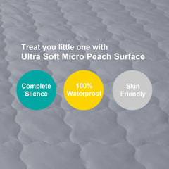 Biloban waterproof mattress pad showing absorbent layer to keep playards dry