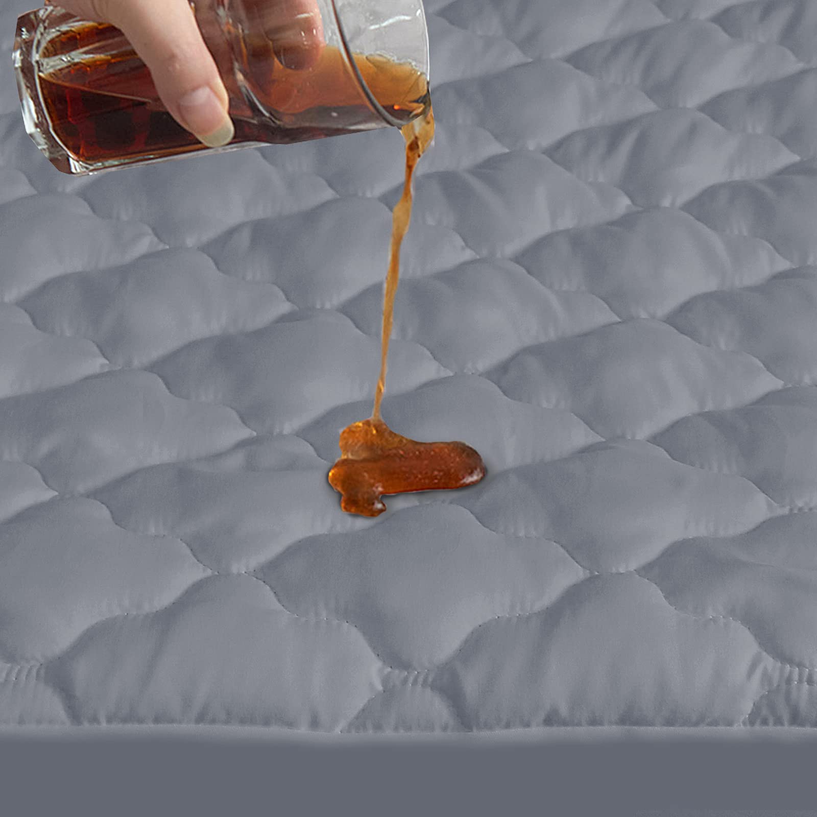 Biloban waterproof TPU back layer highlighting liquid barrier against spills