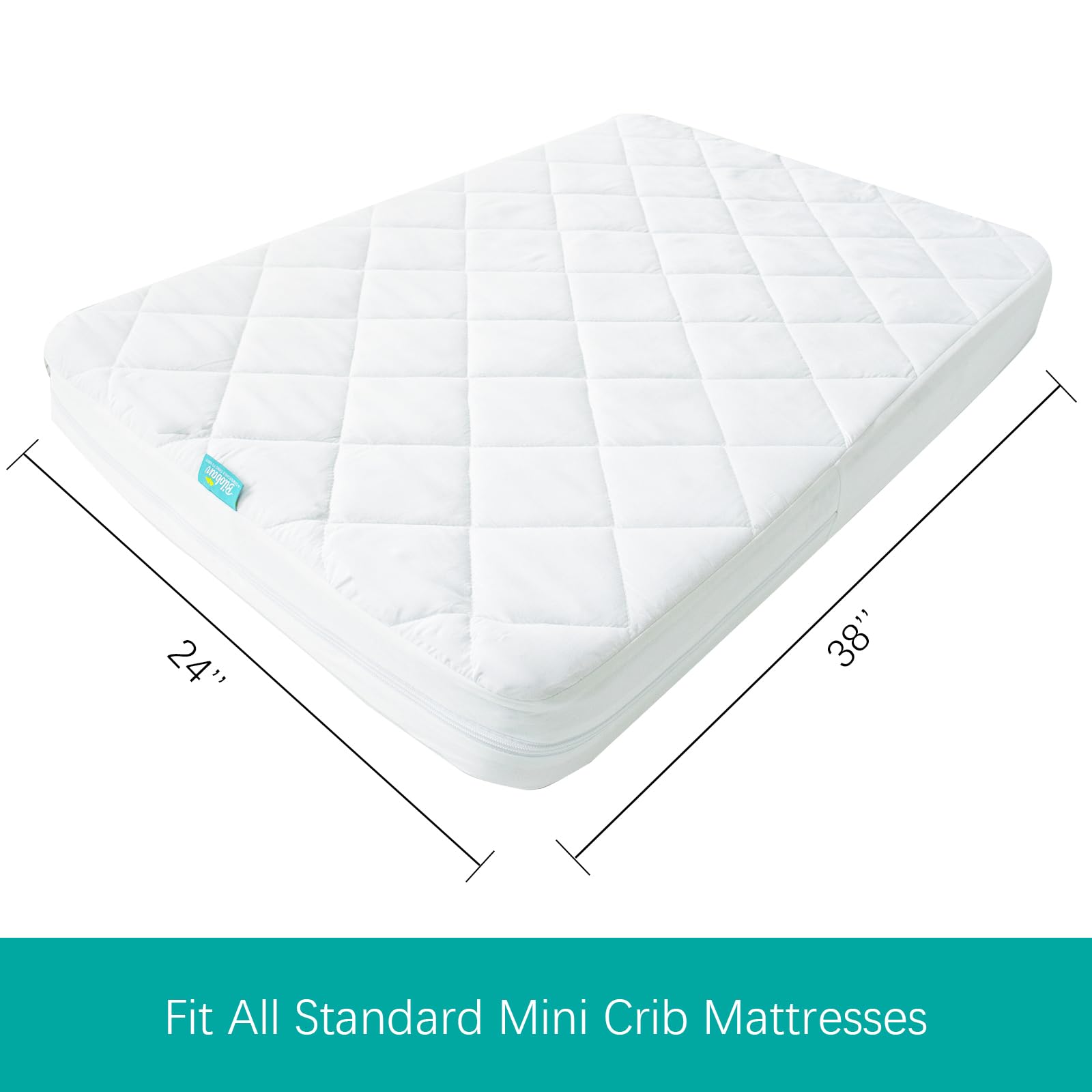 Biloban zippered mini crib protector interior padding for added comfort