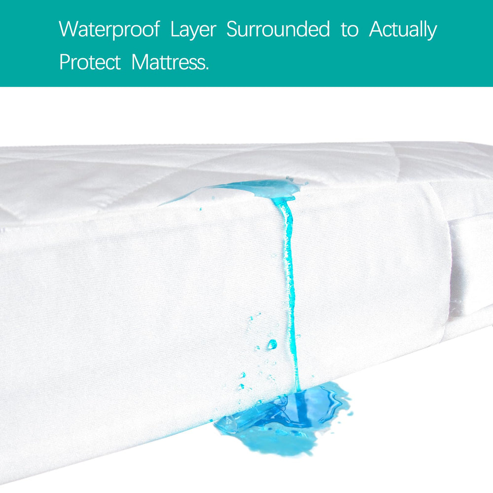 Biloban zipper crib mattress protector encasement 6-sided offering full coverage.