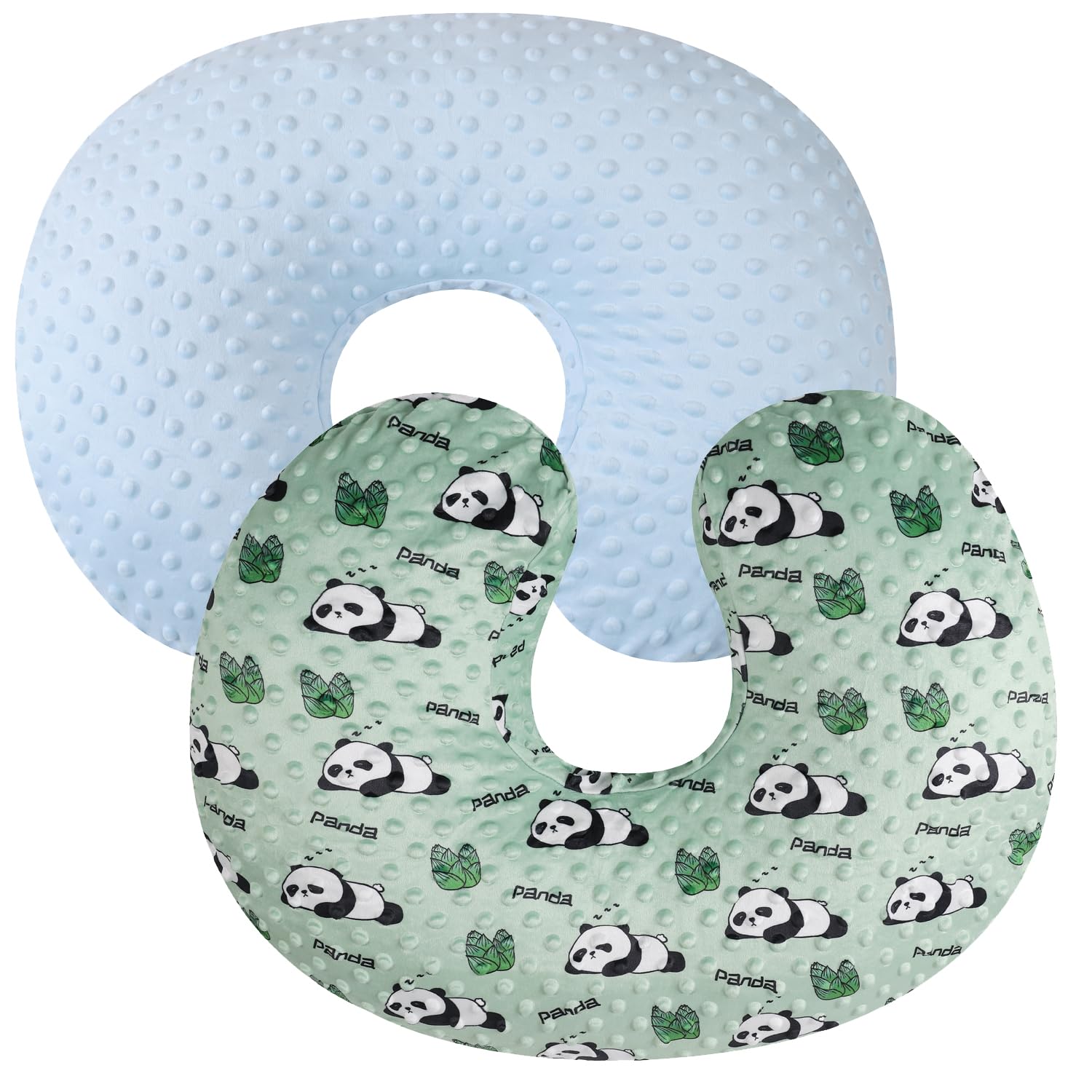 Bilokonda dot nursing pillow cover with light blue panda pattern for baby comfort.