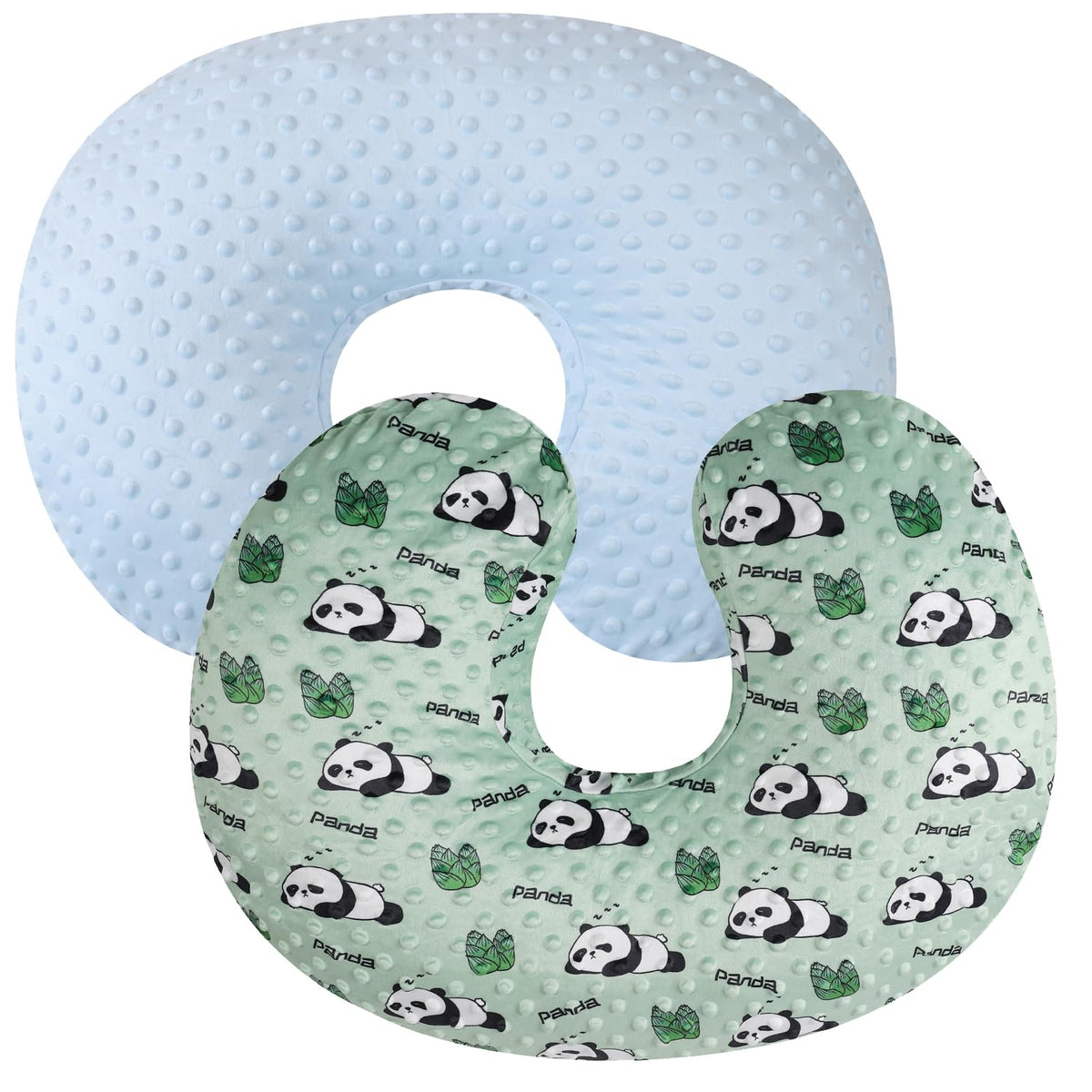 Bilokonda dot nursing pillow cover with light blue panda pattern for baby comfort.