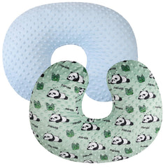 Bilokonda dot nursing pillow cover with light blue panda pattern for baby comfort.
