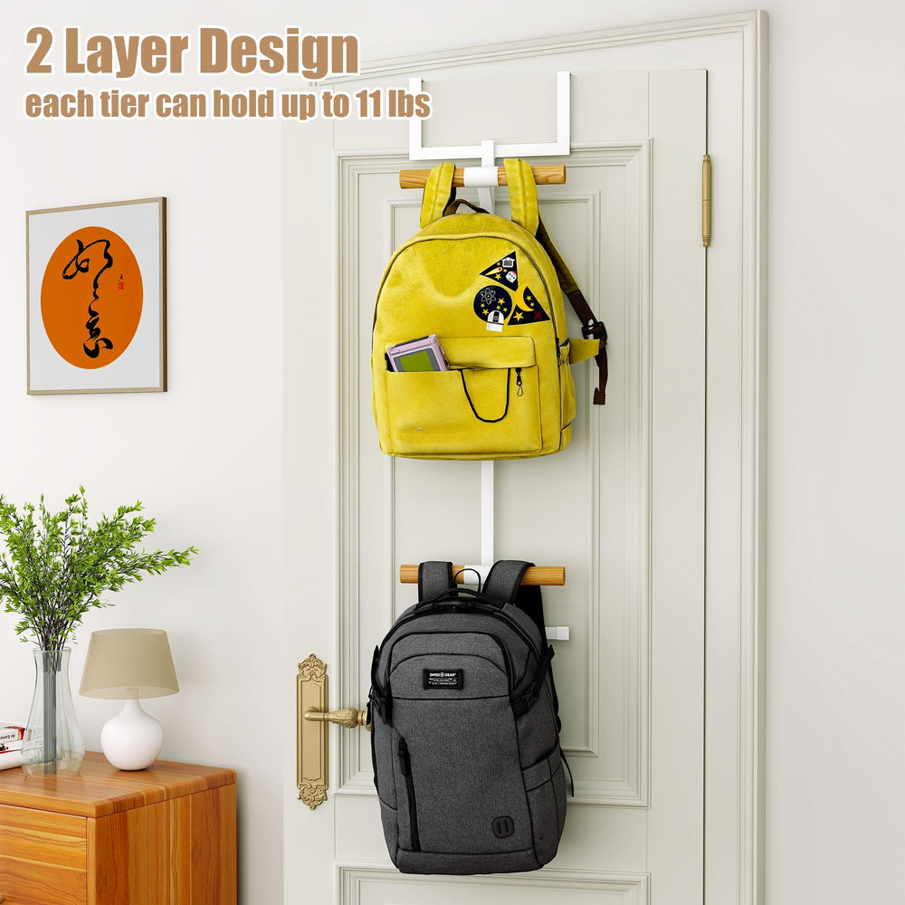 Bimiti multiuse rack holds backpacks, clothes, and wallets for clutter-free spaces.