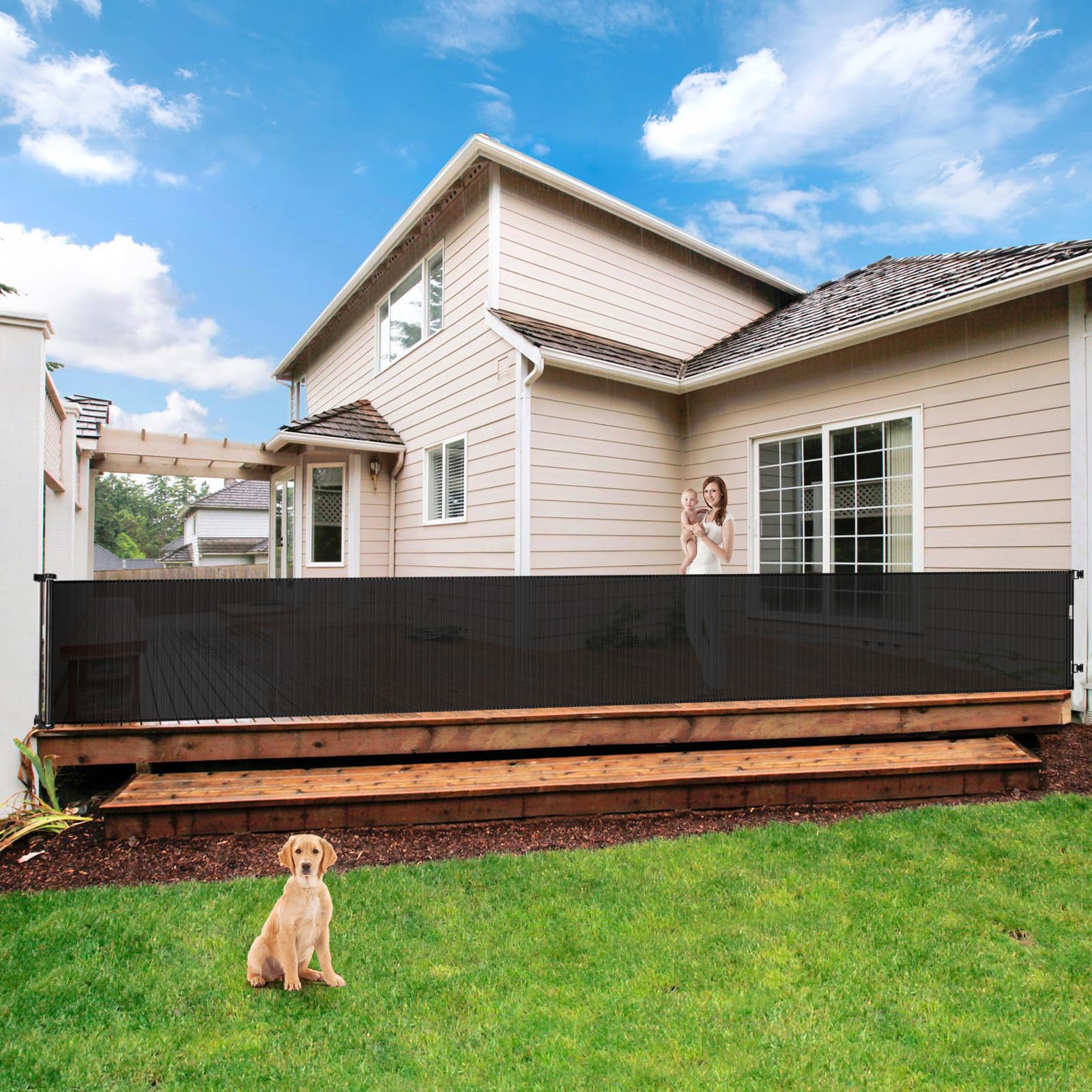 Bingguz 195inch extra-wide gate extended for wide openings, ideal for baby and pet barrier.