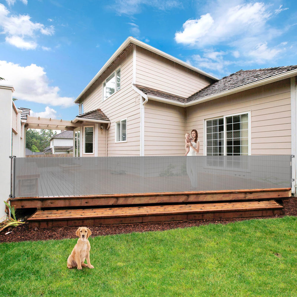 Bingguz 195-inch gate fully extended for wide openings, enabling flexible barrier.