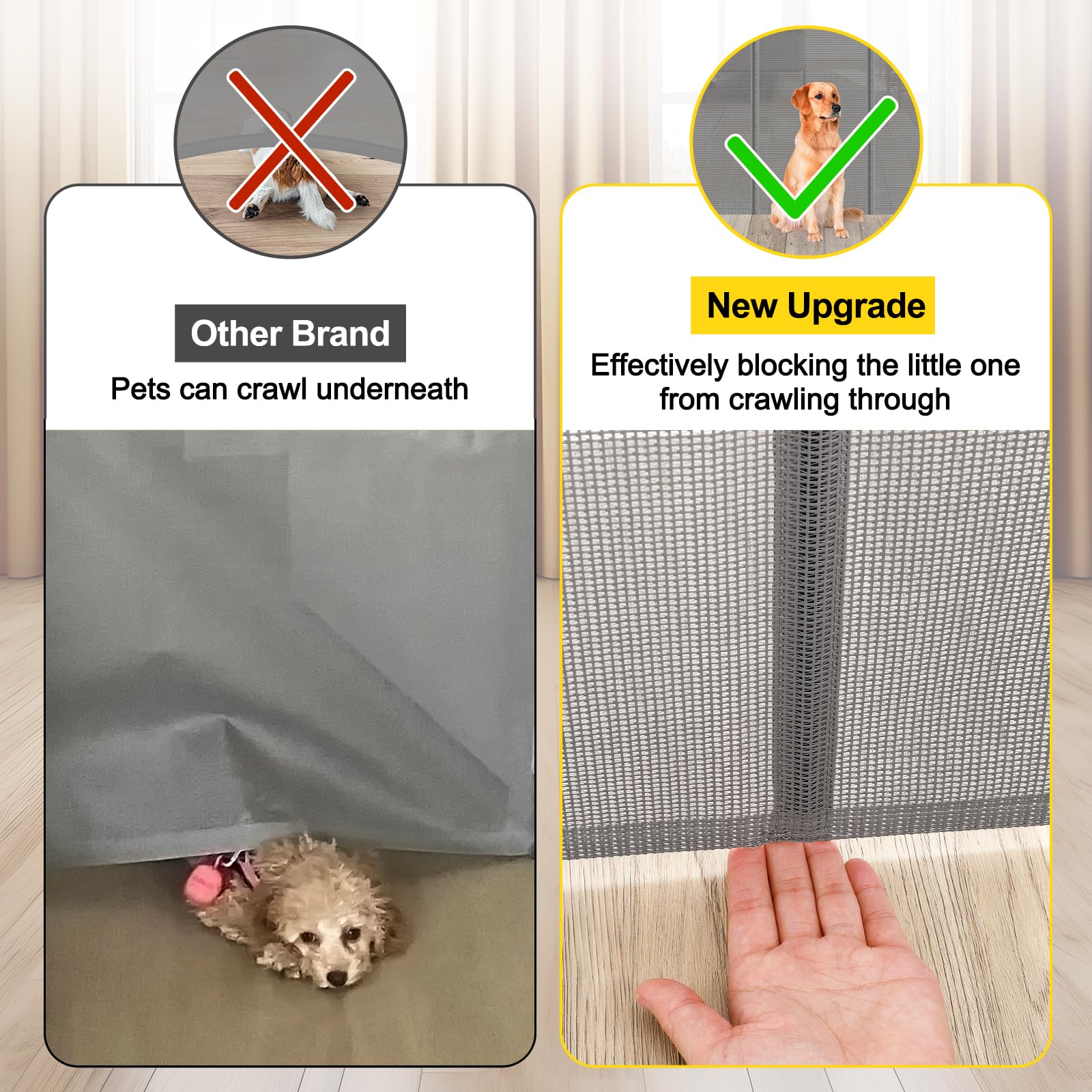 Bingguz 42 inch tall mesh gate for stable barrier and smooth retracting.