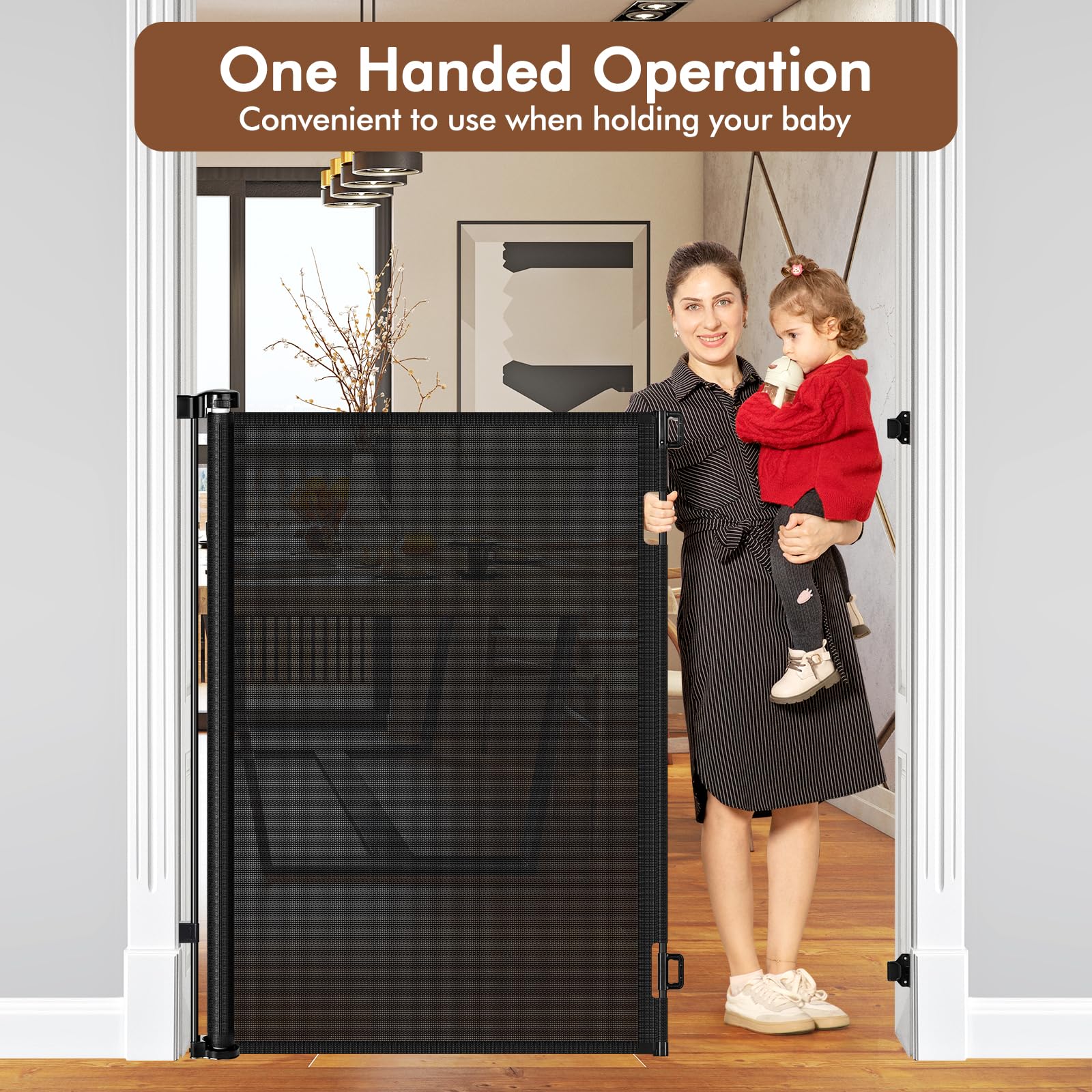 Bingguz baseboard-fit retractable gate design without spacers.