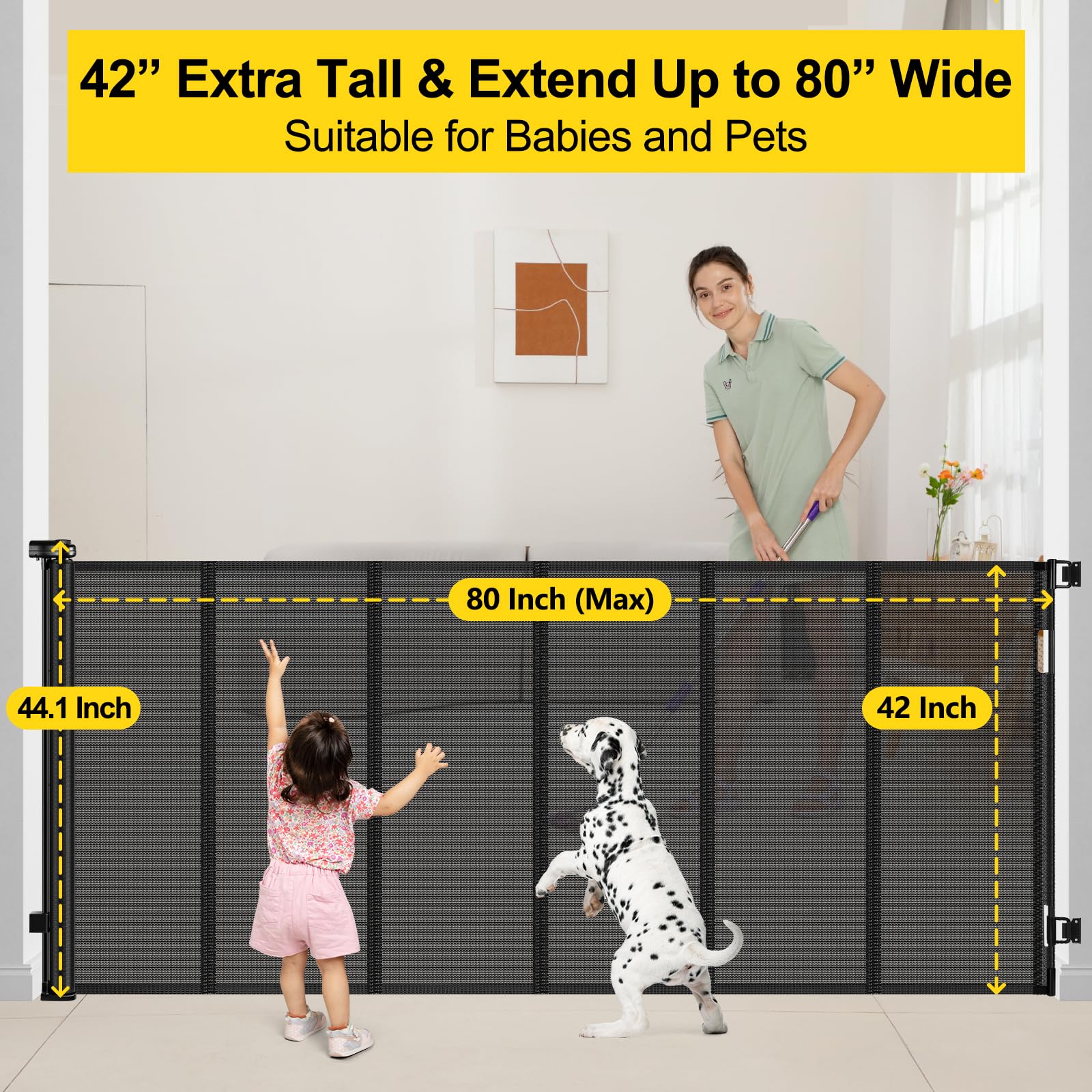 Bingguz double locking system enhances child-resistant safety at wide openings.