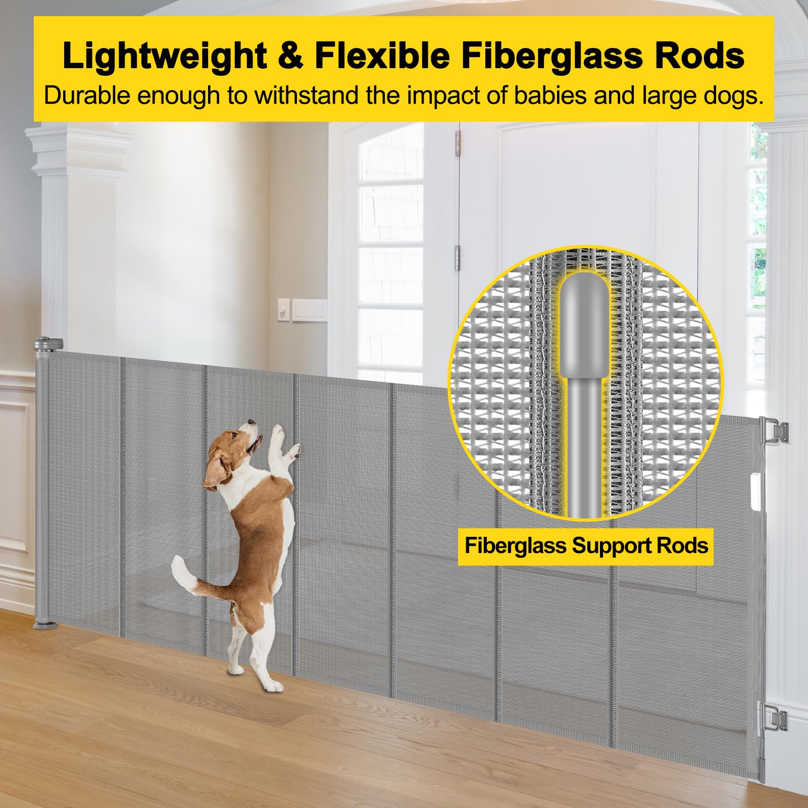 Bingguz fiberglass rods upgrade adds sturdier support to the retractable gate.