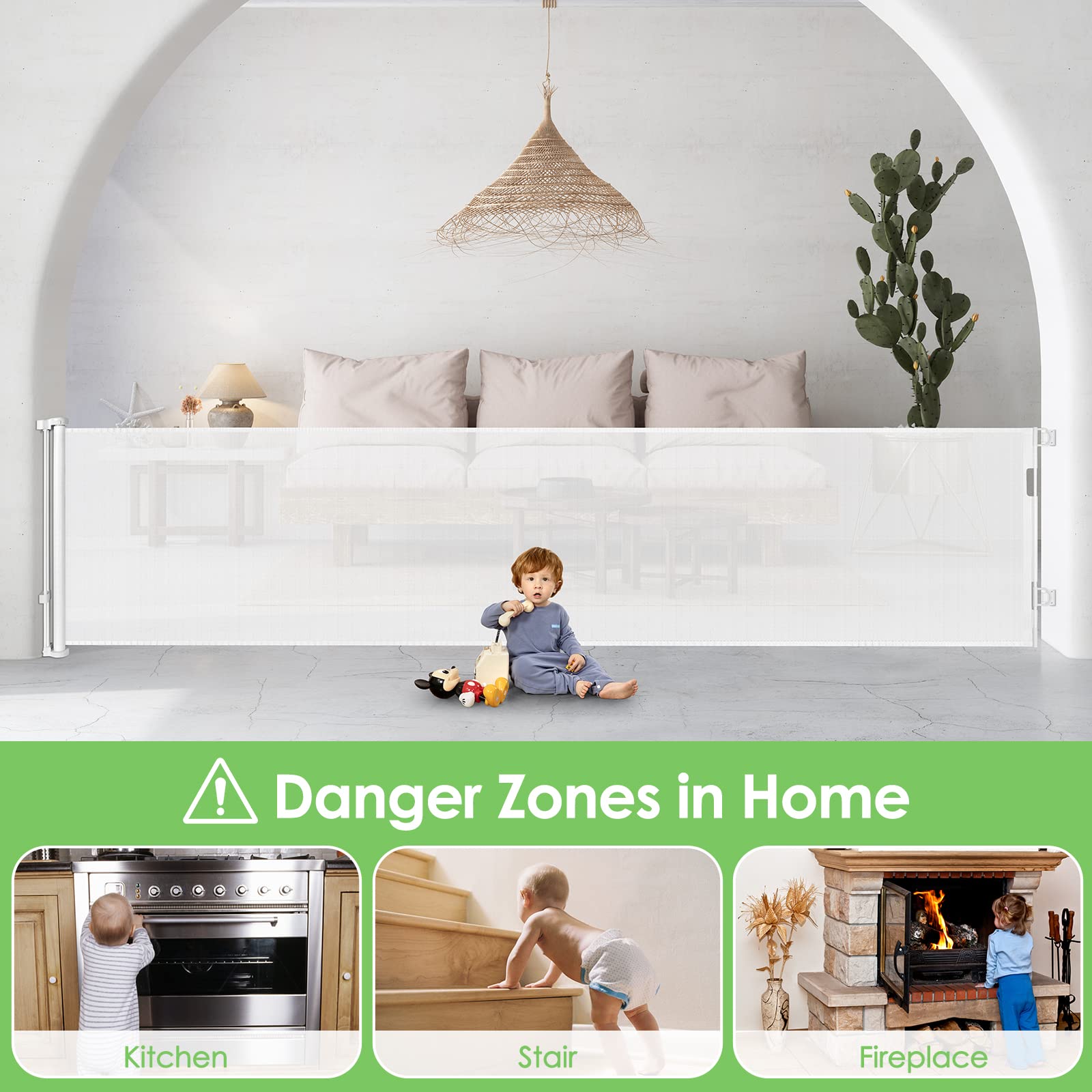 Bingguz gate used between kitchen and living room in a busy home.