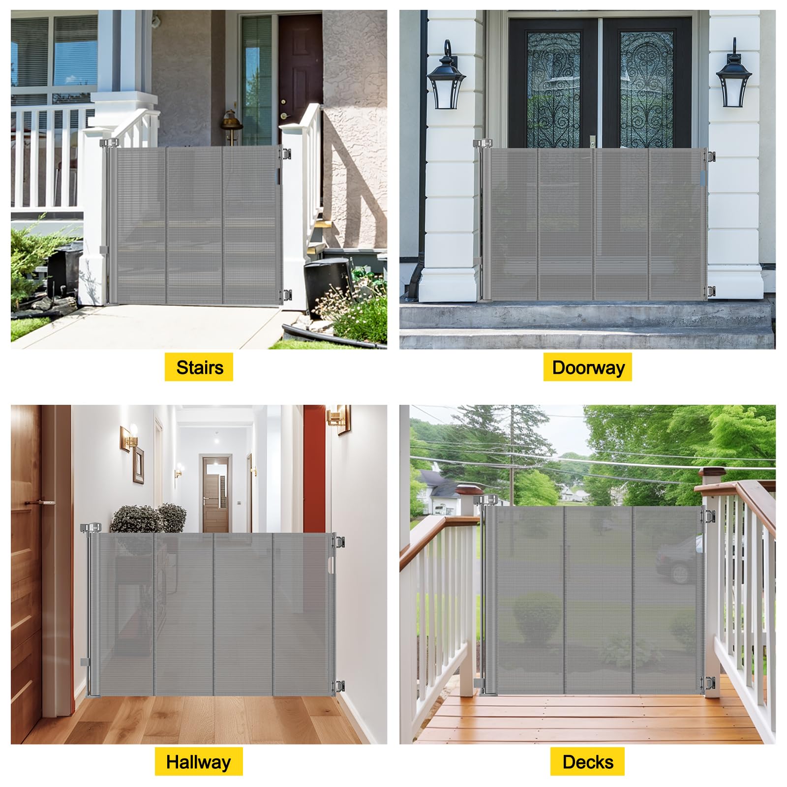 Bingguz indoor/outdoor gate in gray for versatile use.