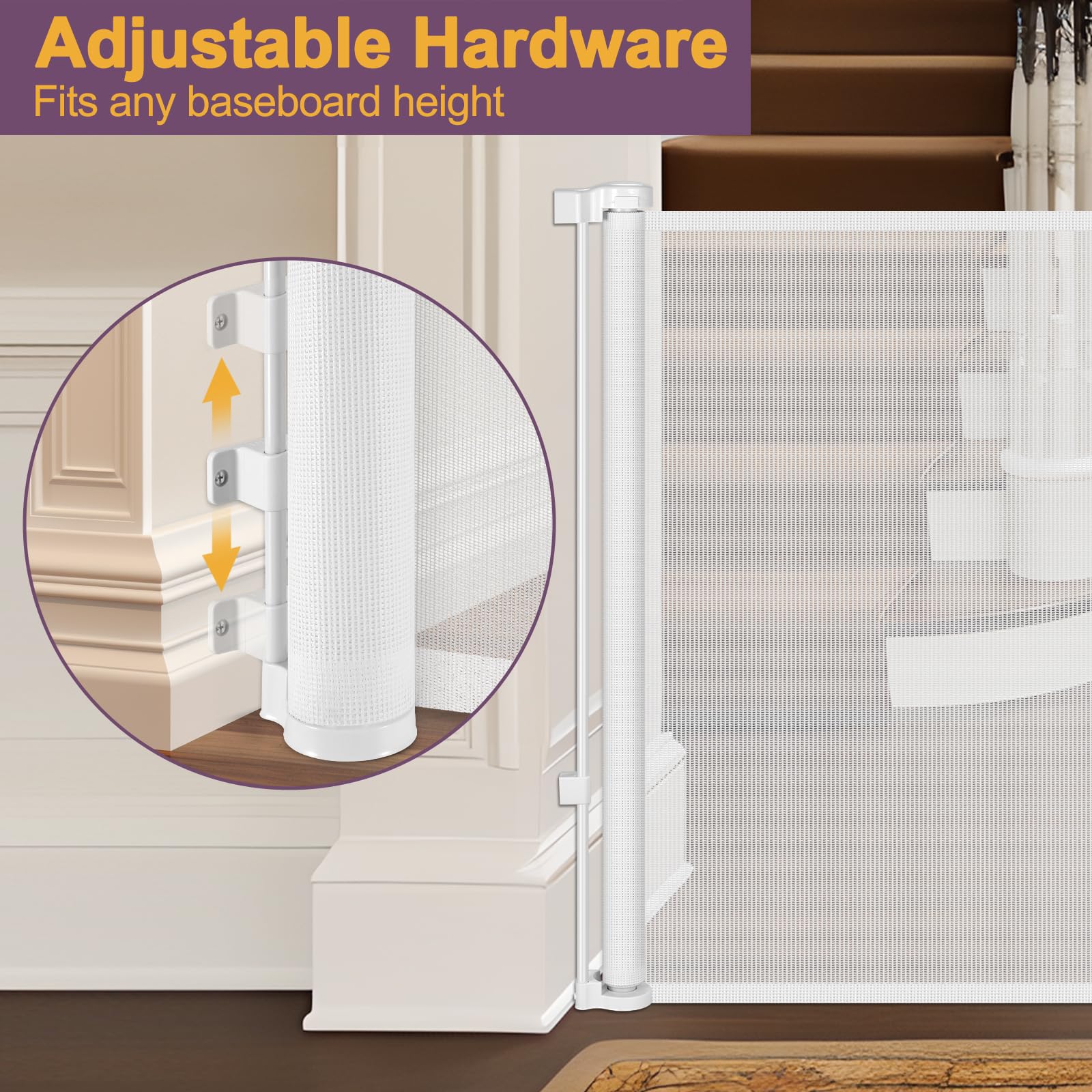 Bingguz indoor outdoor gate for kitchens stairs decks and patios.