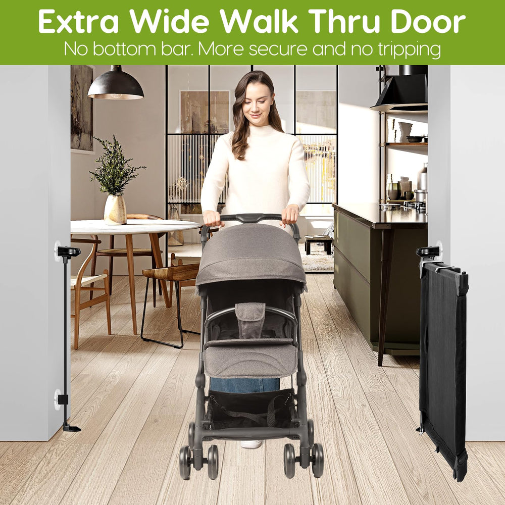 Bingguz punch-free dog gate with large walk-through door for easy passage