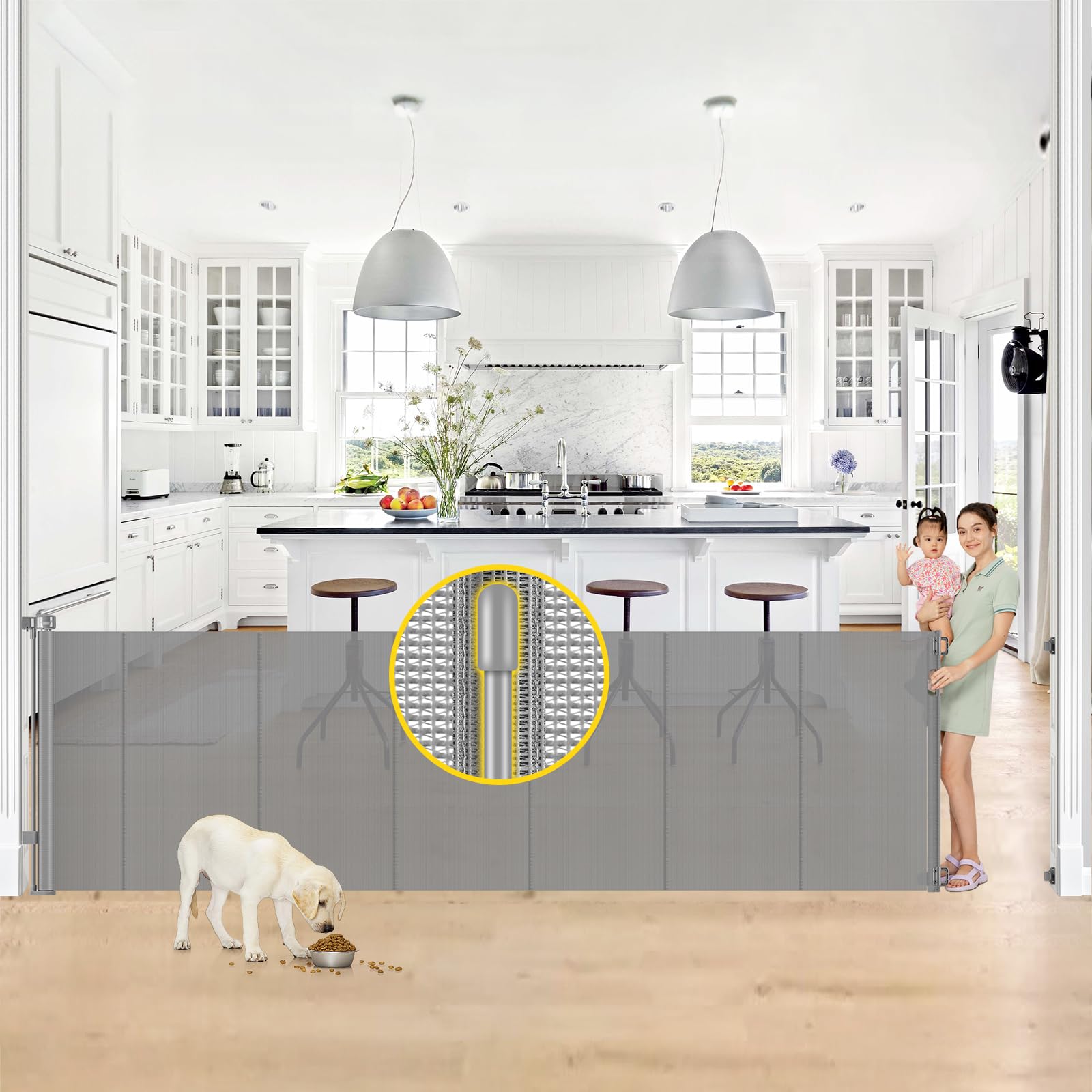 Bingguz reinforced 42 inch gate with fiberglass rods prevents sagging and warping.