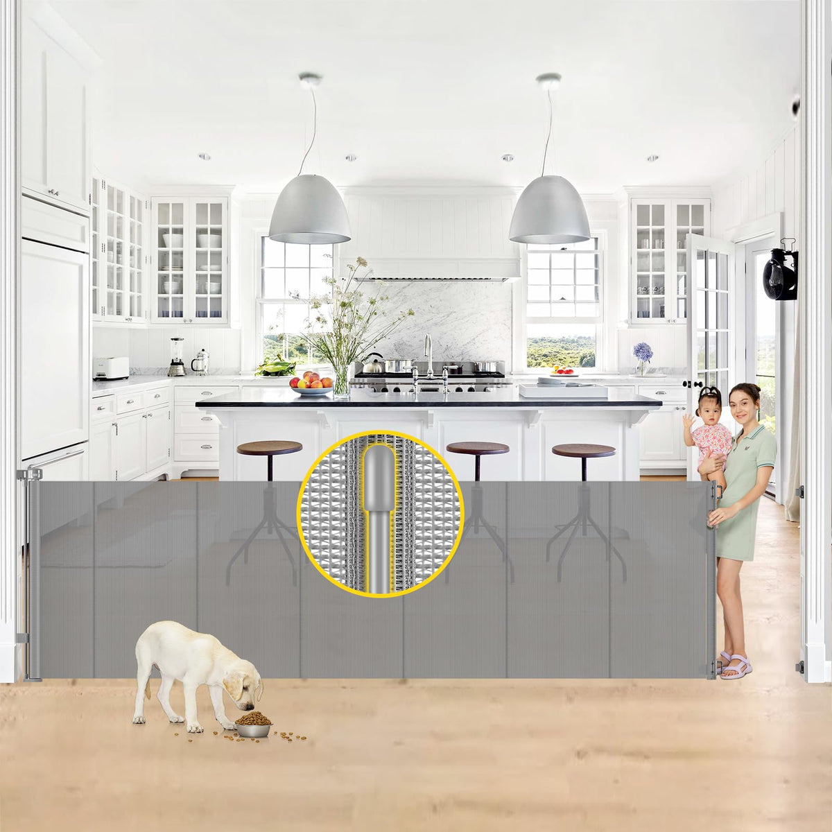 Bingguz reinforced 42 inch gate with fiberglass rods prevents sagging and warping.