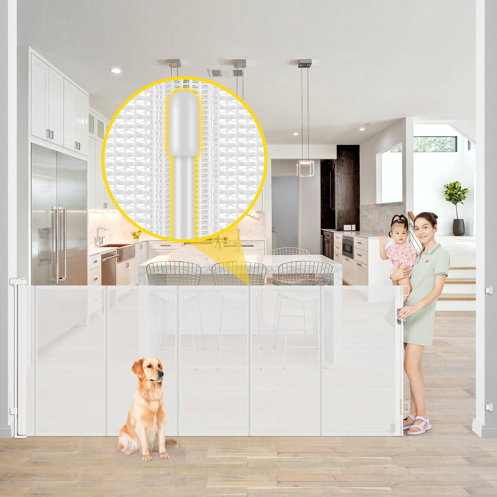 Bingguz reinforced 42-inch tall, 80-inch wide gate for large openings.