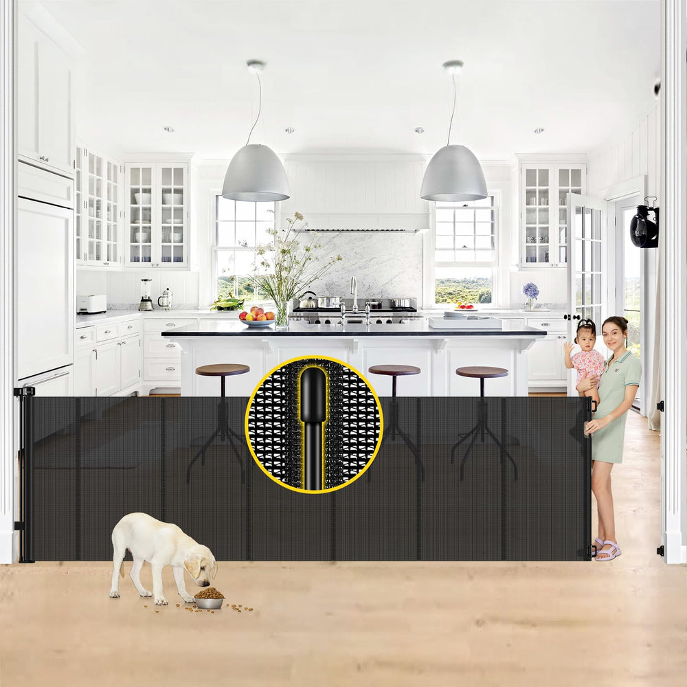 Bingguz reinforced 42” tall, 130” wide gate extended for wide openings.