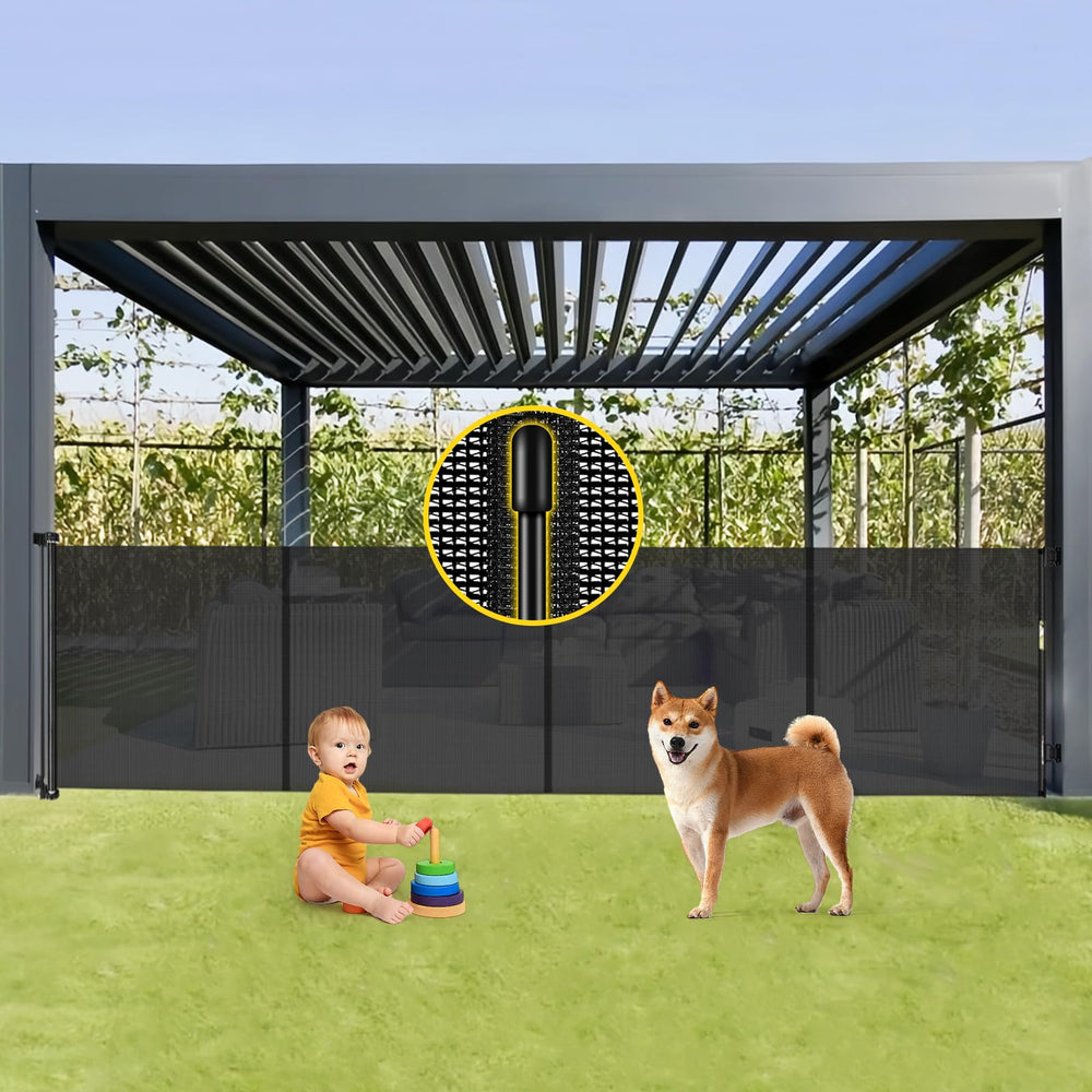 Bingguz reinforced bottom no-gap gate secures openings for babies and pets.