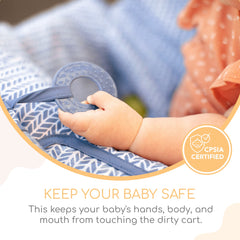 Binxy Baby cart cover viewed from the seated position for germs protection while shopping.