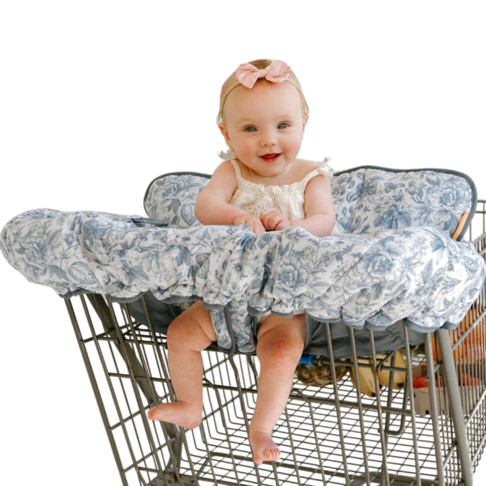 Binxy Baby Cushy Cart Cover Heritage Blue creates a clean barrier inside carts.