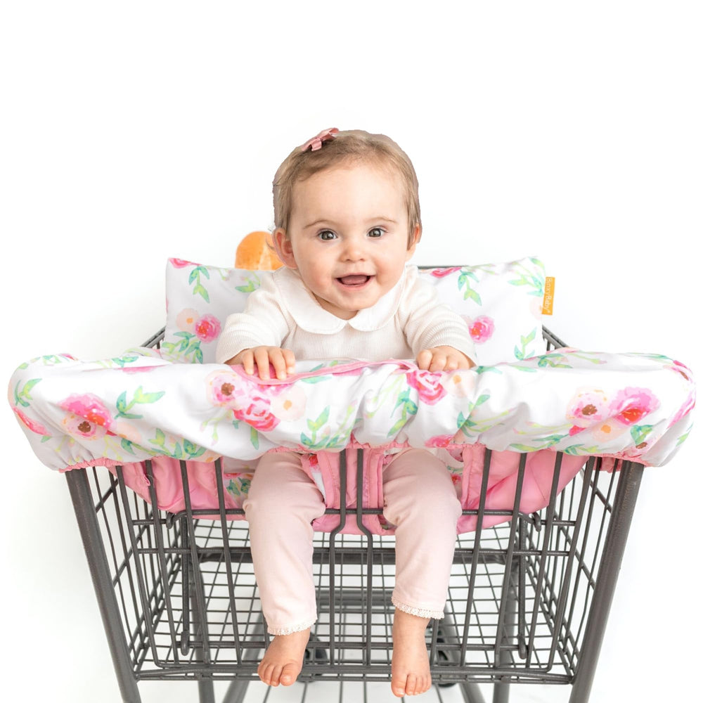 Binxy Baby Cushy Cover Full Bloom on cart demonstrating soft, protective comfort.