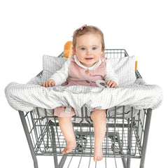 Binxy Baby cushy high chair cover with see-through pocket for easy phone access.