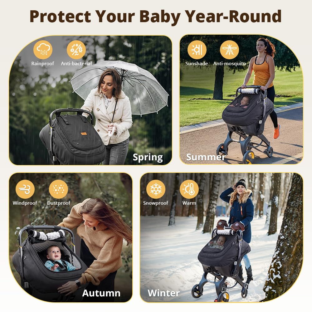 Bioby cozy fleece interior keeps baby warm during chilly car rides