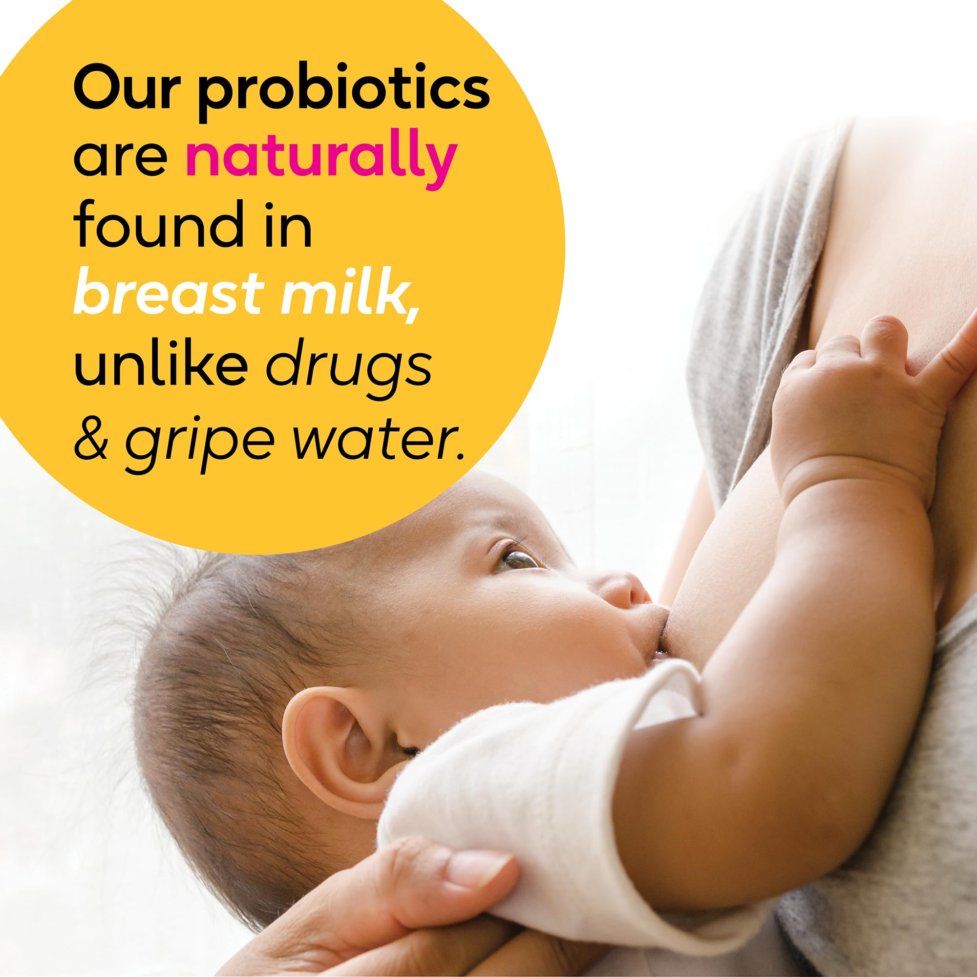 Newborn sleeping peacefully after feeding with BioGaia Probiotic Drops.