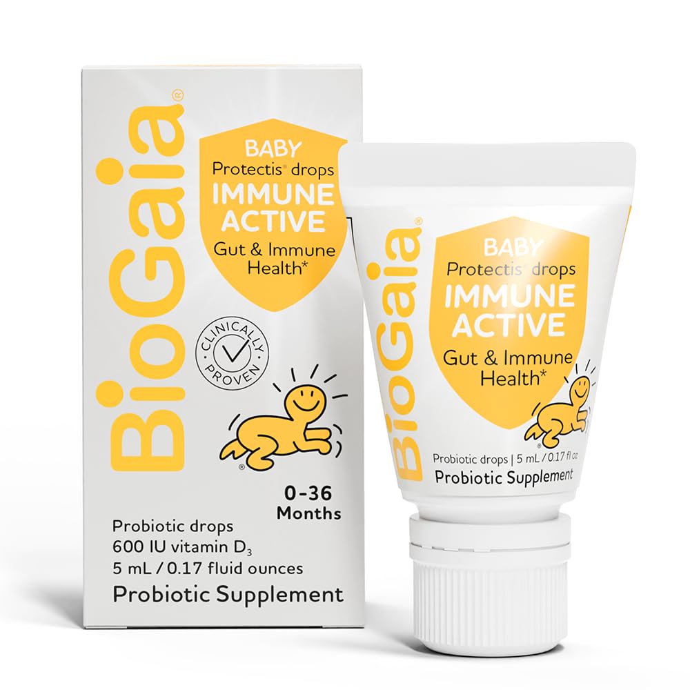 BioGaia Immune Active Baby Drops front view supports digestion in infants.