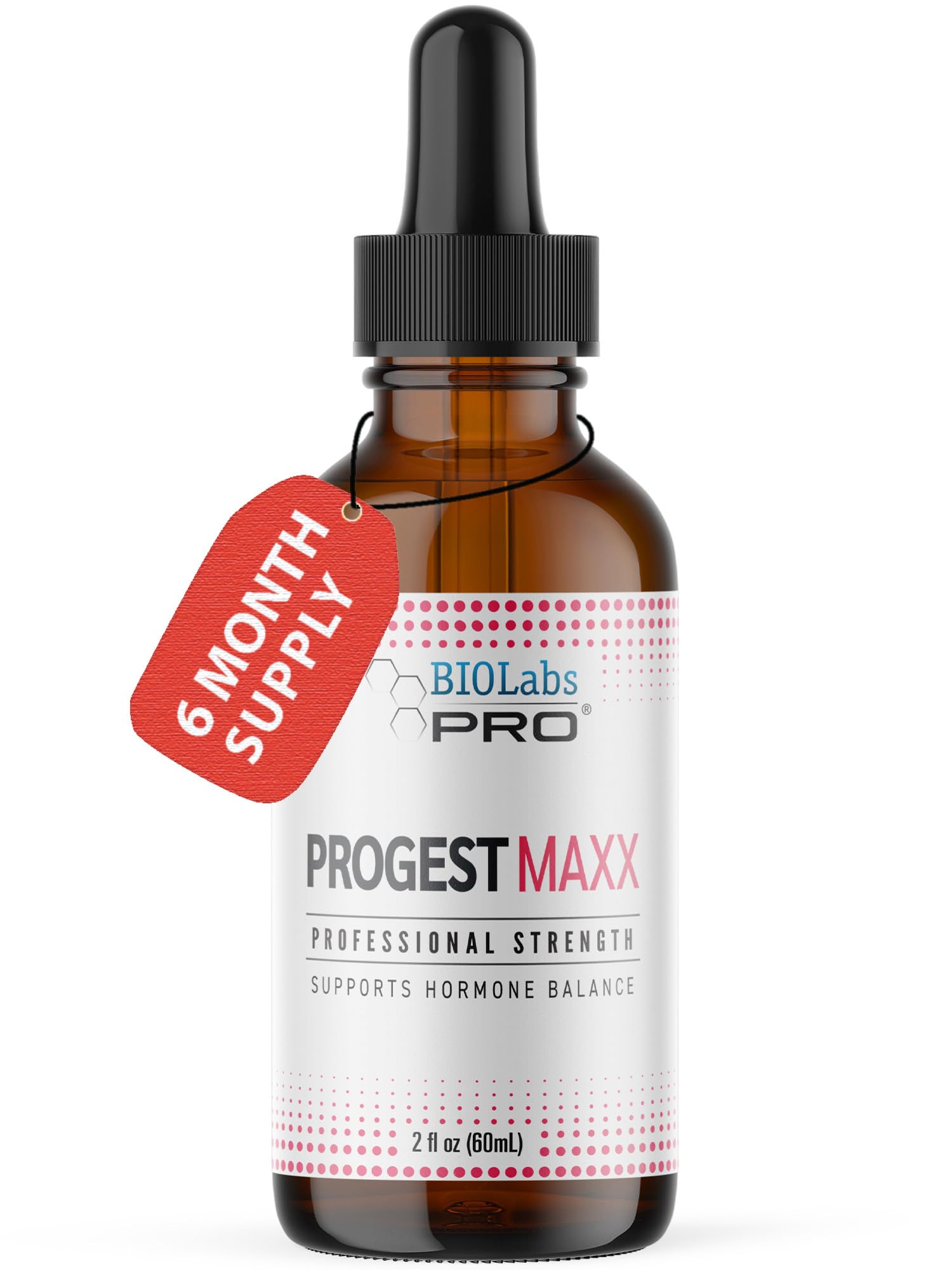 BIOLABS PRO Progest MAXX oil bottle for natural menopause support and balance.