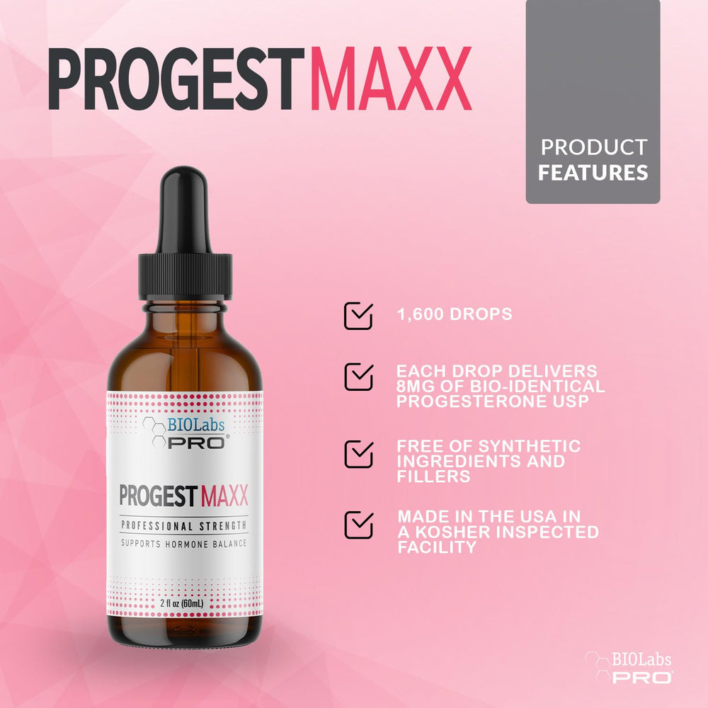BIOLABS PRO Progest MAXX label front detailing natural ingredients.