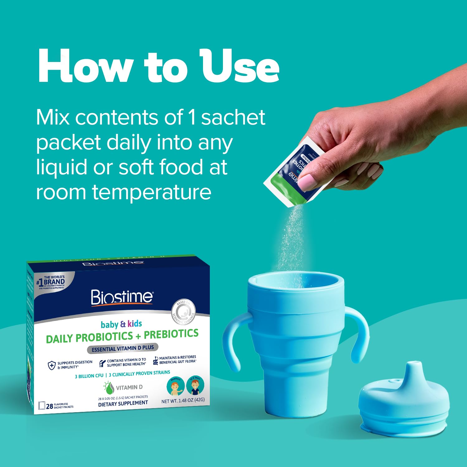 Biostime travel-friendly sachets ready for on-the-go use