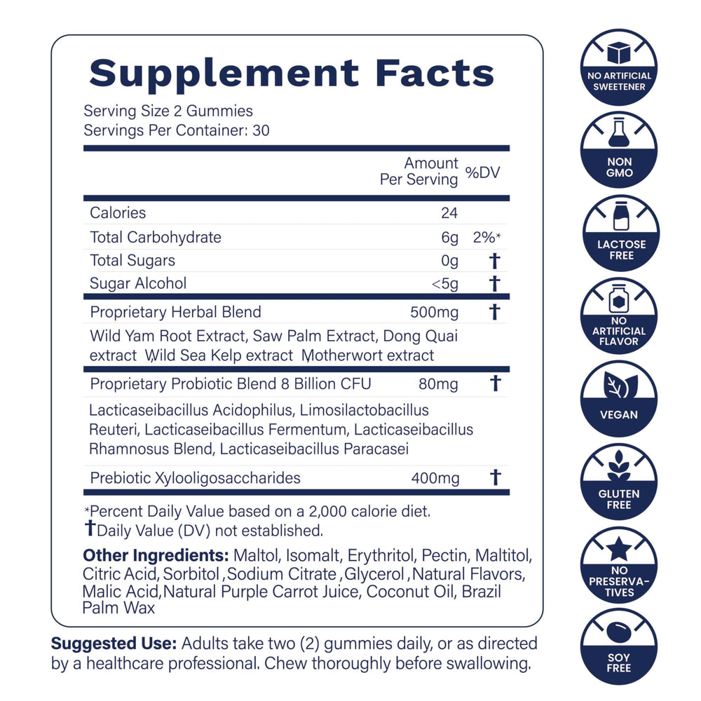 Strawberry-flavored Flora12 gummies for daily use